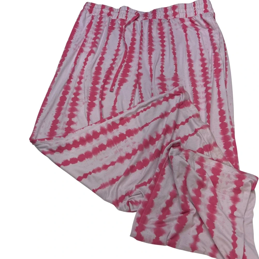 Care Bears Pink Tie Dye Pajama Pants Womens XL Lounge Sleepwear‎ Pockets Stretch